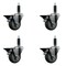 Service Caster 3.5'' Gray Poly Swivel 1'' Expanding Stem Caster Set with Brake, 4PK SCC-EX20S3514-PPUB-PLB-1-4 - alternate 1